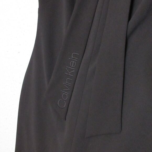 Calvin Klein Dress 4 Black Sheath Tie Neck Spell Out‎ Career Office Church - Picture 1 of 13